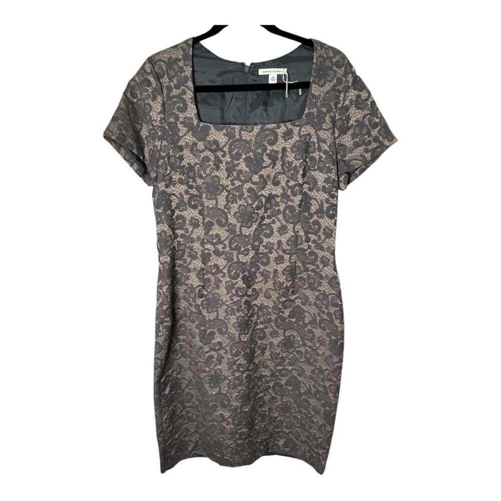 Banana Republic Gray Lace Short Sleeve Dress With Square Neckline 14